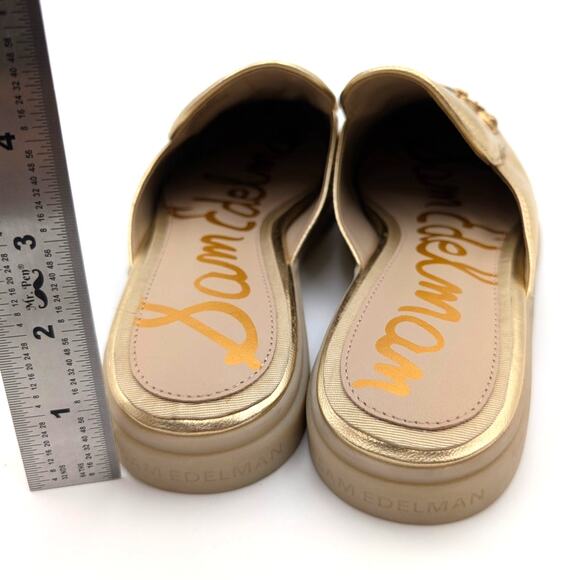 Sam Edelman Kira Slip On Mule Women's Logo Leather Gold Size US7.5M EU38 - Picture 4 of 12